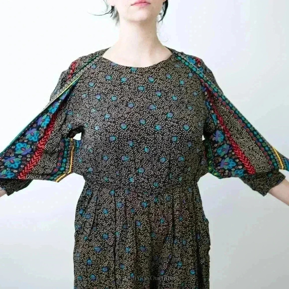 Vintage 90s Boho Cottagecore Romper Dress - M - Picture 10 of 11